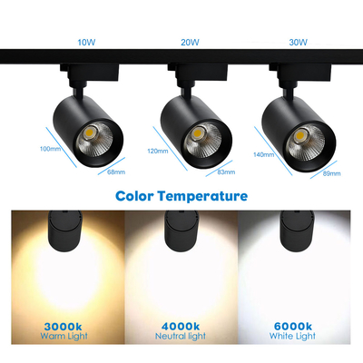 luz 10W 20W 30W de la pista de la MAZORCA del color del negro 3500K para la tienda de ropa