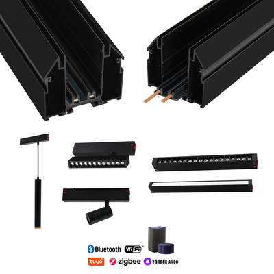 alambres lineares elegantes de iluminación comerciales de la luz 220V 2 de la parrilla de Wifi del carril de la pista del techo de la tensión de 25m m