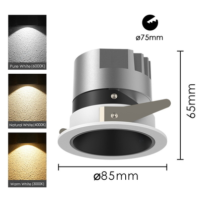 Ángulo de iluminación 15° 24° 36° Led Spotlight Hotel Home Antideslumbrante Cob Downlight