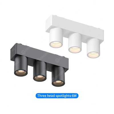 CRI90 Magnético de tres cabezas de pista de luz de techo libre LED blanco negro foco