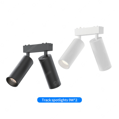 Luz de pista de doble cabeza magnética 18W 4000K 6000K Proyector anti-brillo